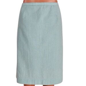 Bandolino Blue White Striped Seersucker Midi skirt size 12